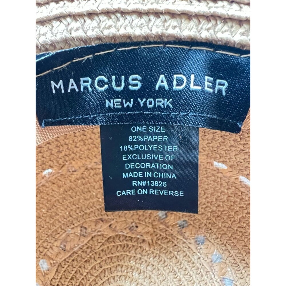 Marcus Adler NY Wide Brim Straw Sun Hat with Floral Scarf Band - Picture 6 of 11